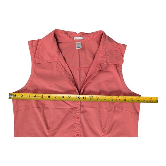 Vtg Y2K Old Navy Perfect Fit Stretch Sleeveless Button Up Blouse Coral Pink - Picture 3 of 6